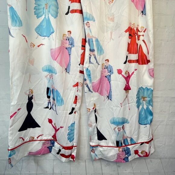 SheShow White Christmas Satin Pajama Set Women Size 3XL Long Sleeve Wide Leg NEW - Picture 7 of 16